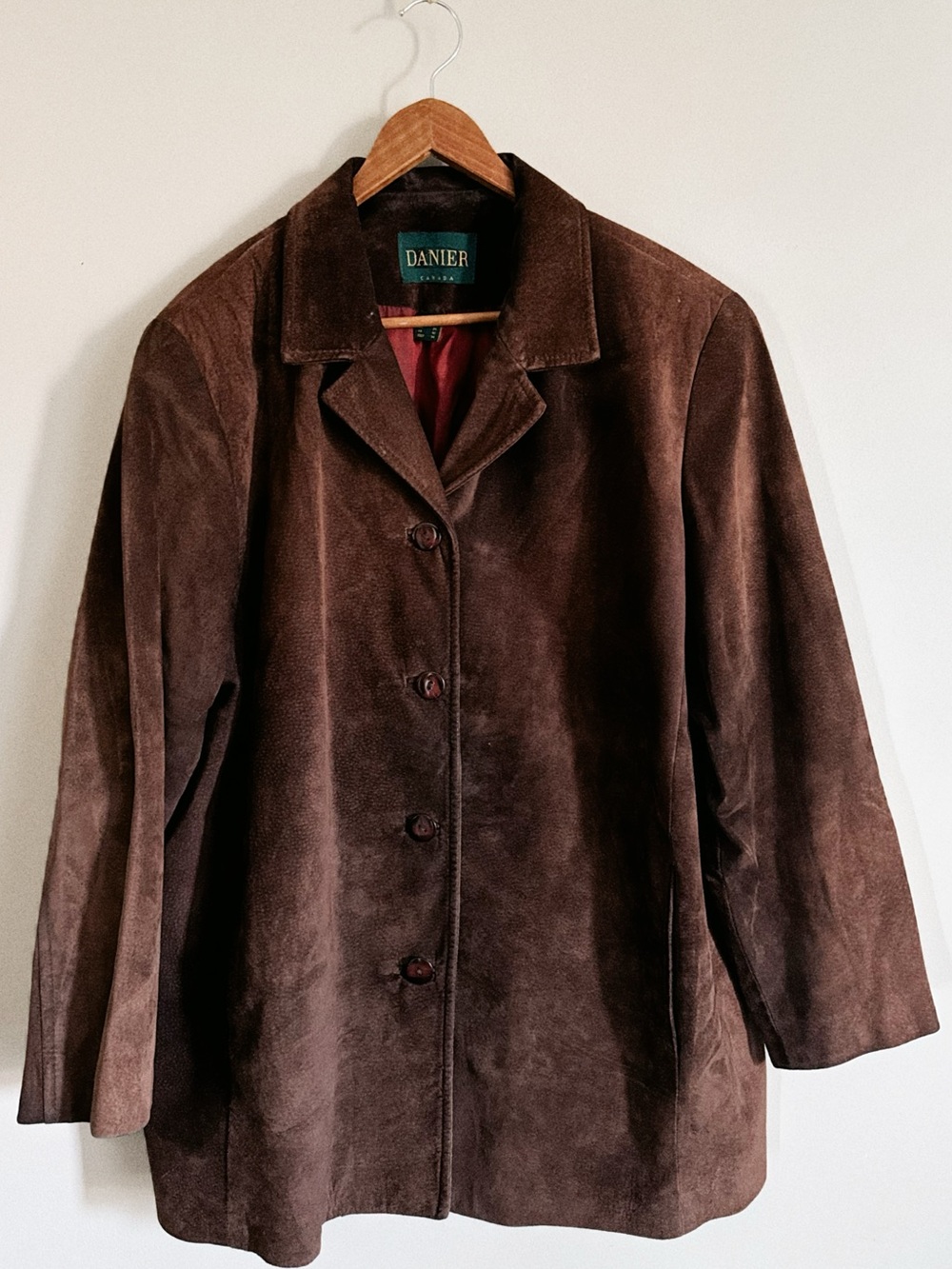 Danier Women's Dark Brown Suede Button-Front Jacket